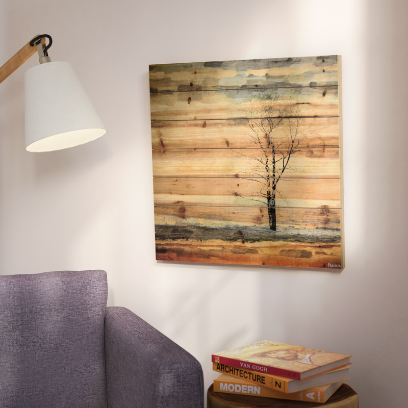 «Landscape & Nature Tree Stands Alone» par Parvez Taj - impression sur bois, H 24 po x l 24 po x p 1,5 po