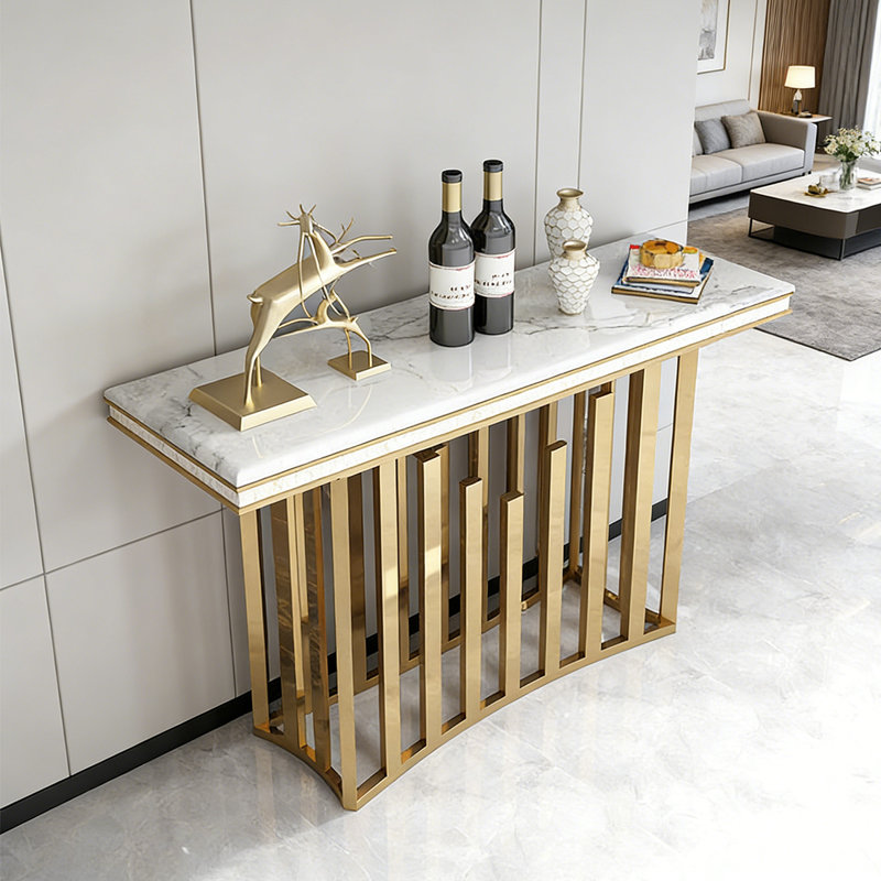 Console de luxe en métal., H 33,46 po x l 47,24 po x P 17,72 po, Blanc