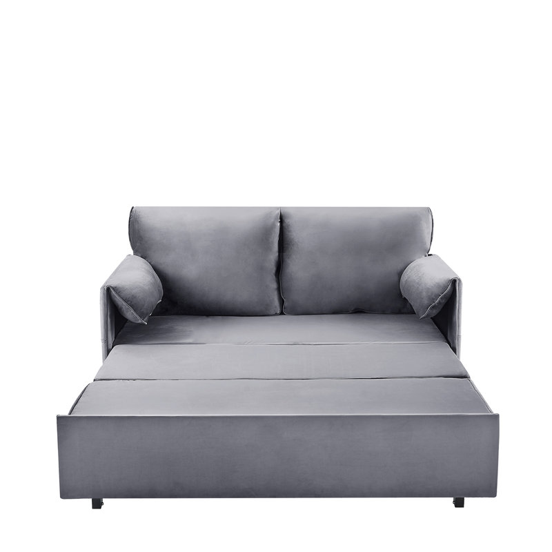 63 Inch Bed Variable Sofa Bed With Double Armrest, Gray