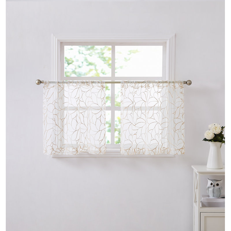 Wander Sheer Double Curtain Panel Pair, Linen, 30" W x 24" L