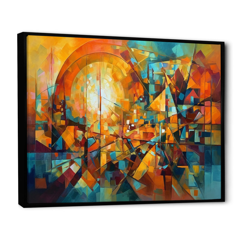 Ruthe abstrait de la forme cubiste I, Cadre flottant noir, H 16 po x l 32 po x P 1 po