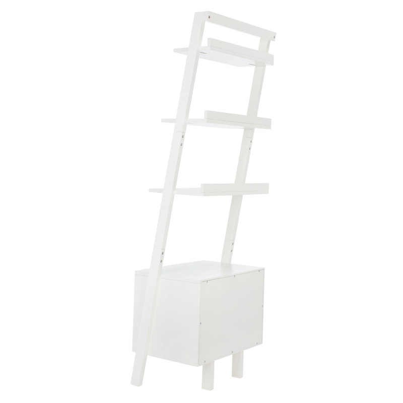 Dametrice Ladder Storage Bookcase, 72" H x 25" W x 15.4" D, White