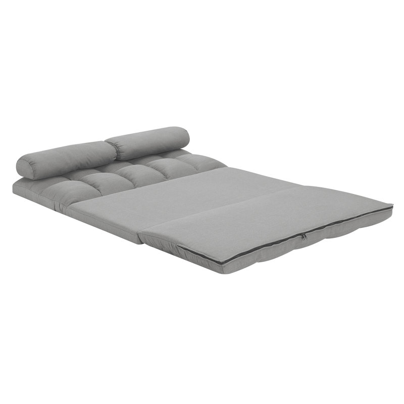 Tri-Fold Full / Double 44.5'' Upholstered Futon Chair, Beige Polyester