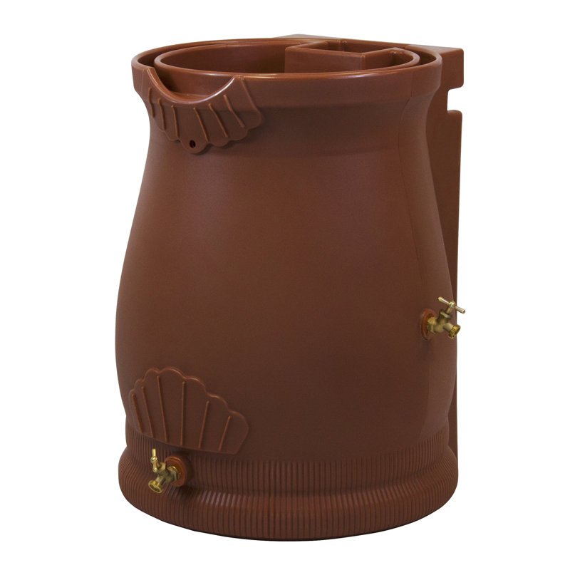 Terra Cotta 50 Gallon Dual Overflow Planter Rain Barrel