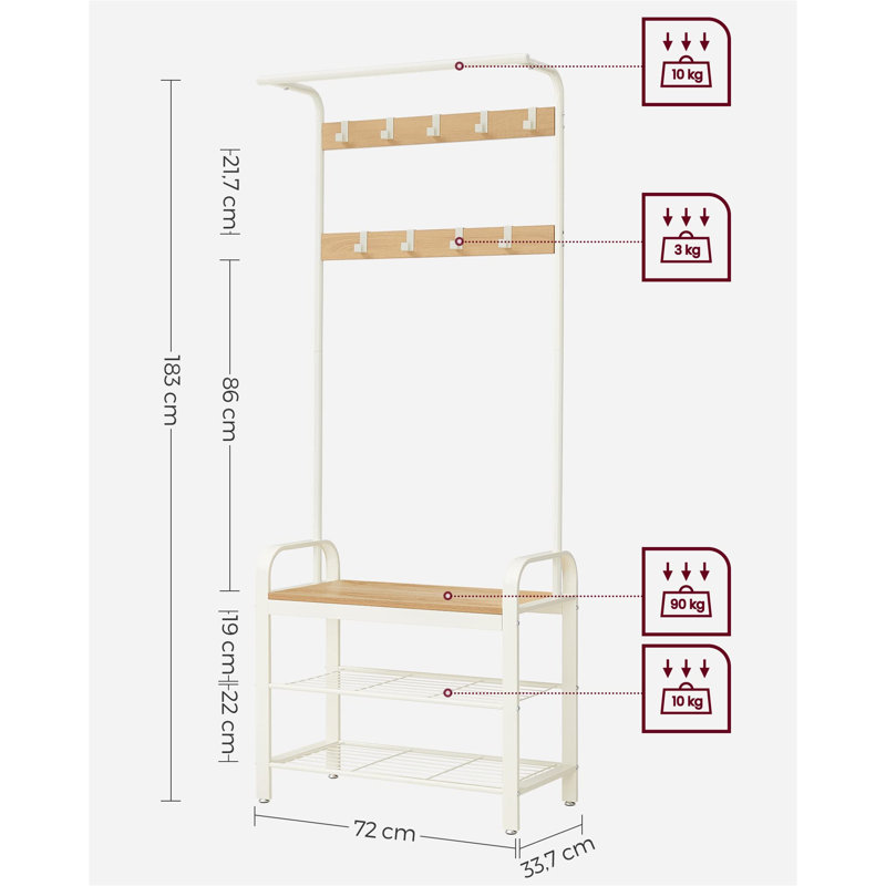 Adrasto 72cm Clothing Rack, Wood Colors/Cream