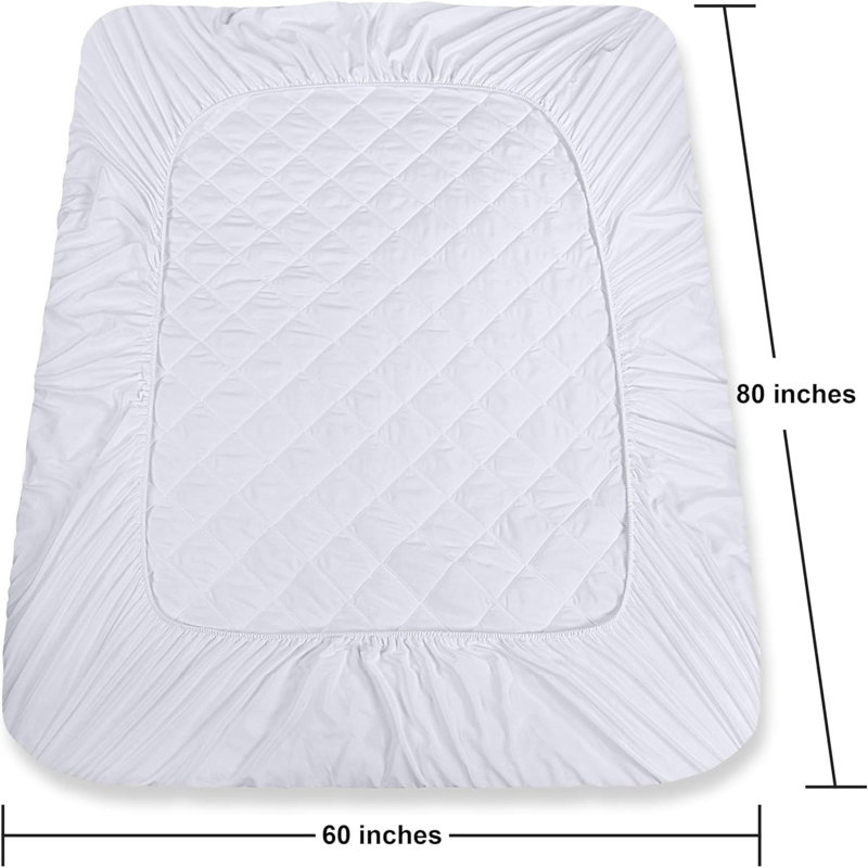 Quilted Fitted Mattress Pad Queen Size Elastic Fitted Mattress Topper Protector And Cover With Deep Pocket Stretches Up To Machine Washable