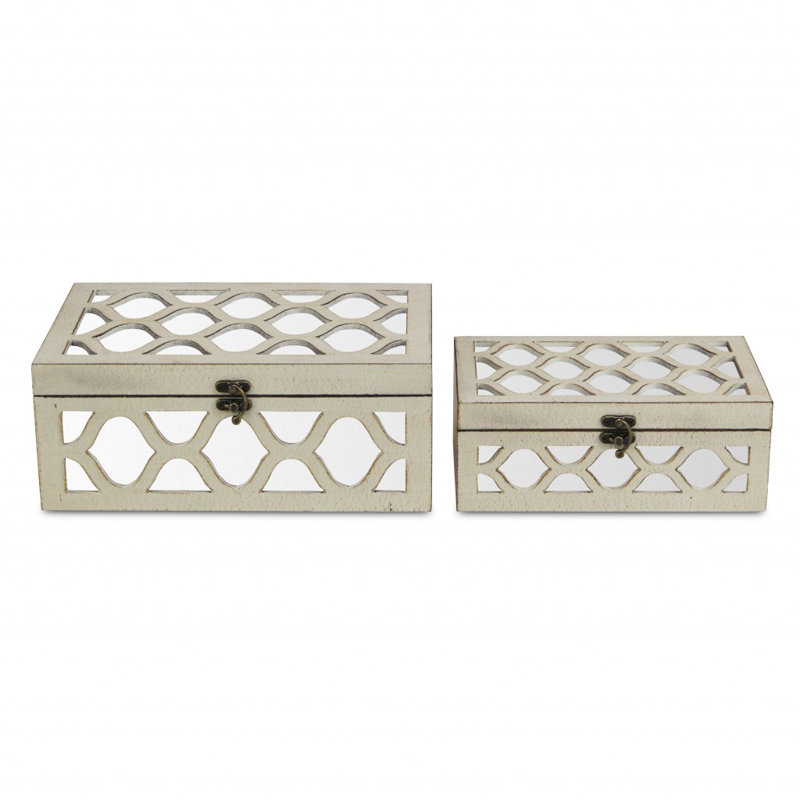Boîtes décoratives Eziah, Blanc