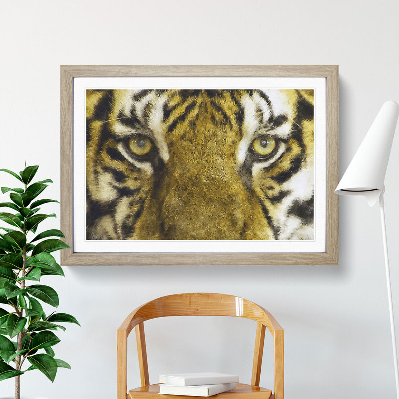 Eye of the Tiger - Framed Print, 36cm H x 48cm W x 2cm D, Oak Framed