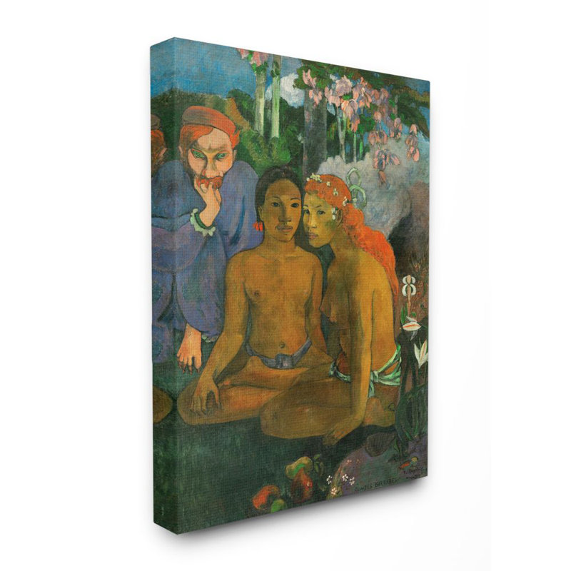 « tropical landscape native figures classic » par paul gauguin-reproduction d’art, H 48 po x l 36 po x P 1,5 po, Toile tendue
