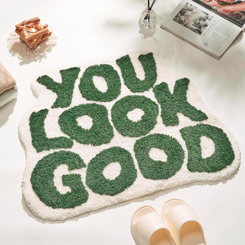 You look great, green bathroom mat