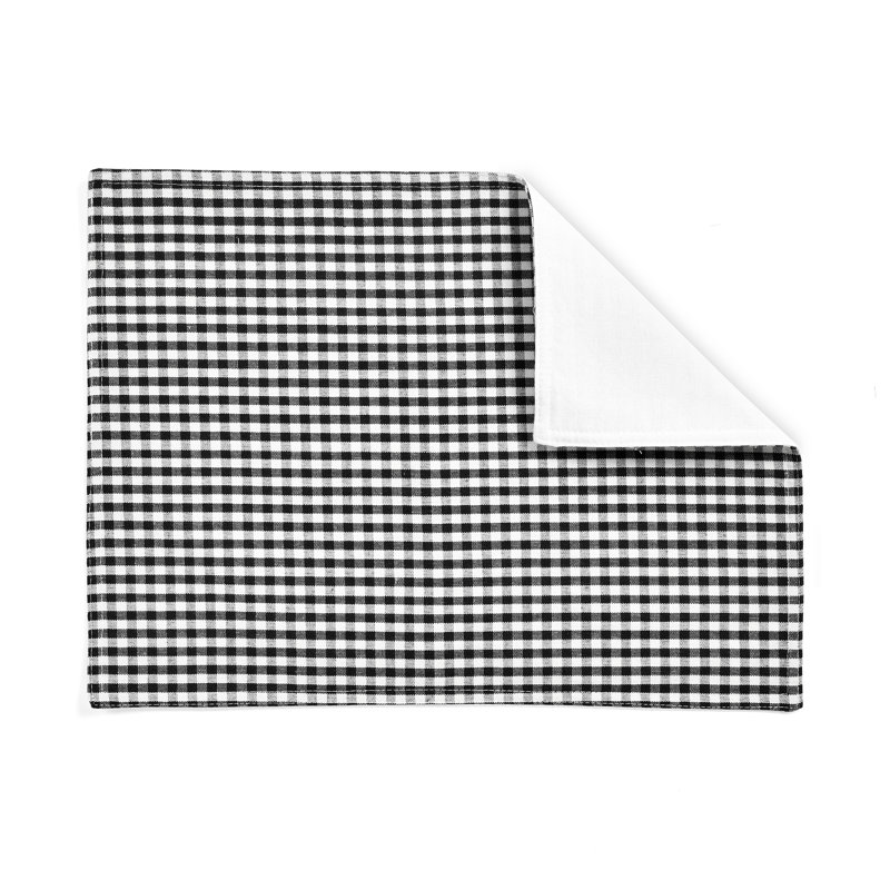 Black and Off-White Gingham Check Cotton Blend Placemats Set of 4