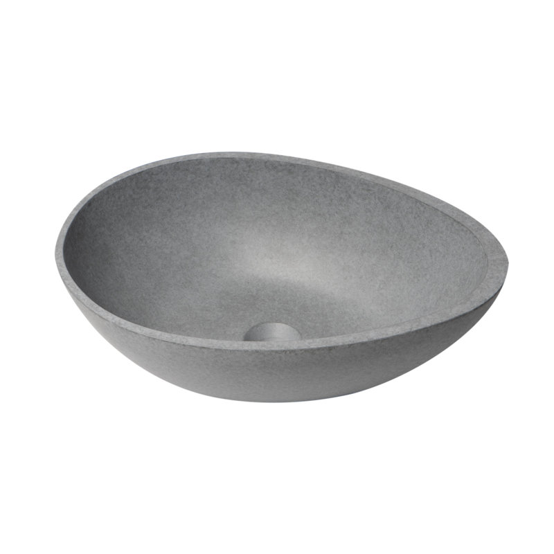 21" Gray Ceramic Oval Vessel Sink