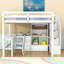 Lit mezzanine double avec bureau en L et grands tiroirs de rangement-1017897386