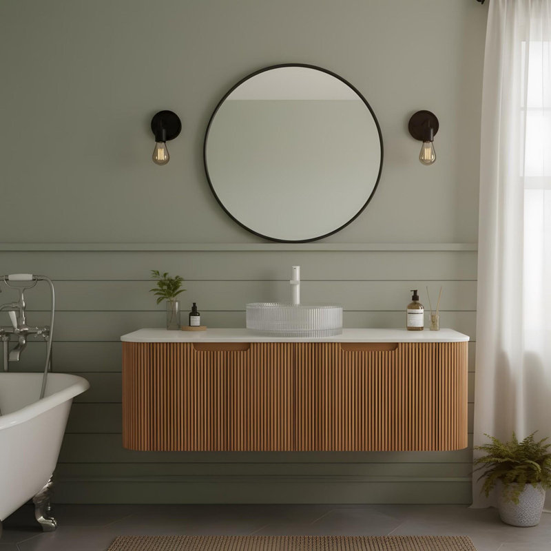 Meuble-lavabo de 48 po avec lavabo rond en verre transparent