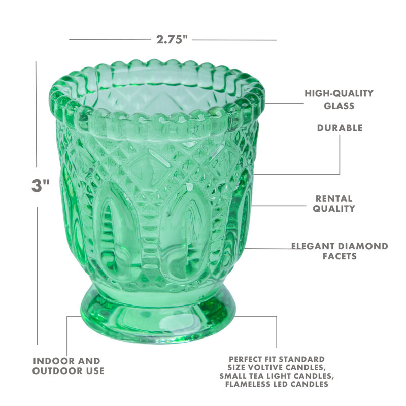 3'' H Glass Votive Holder, Green