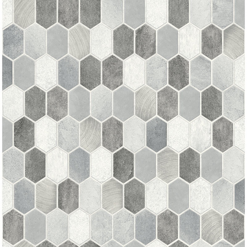 Rouleau de papier peint adhésif L 18 pi x l 20,5 po Machado, gris