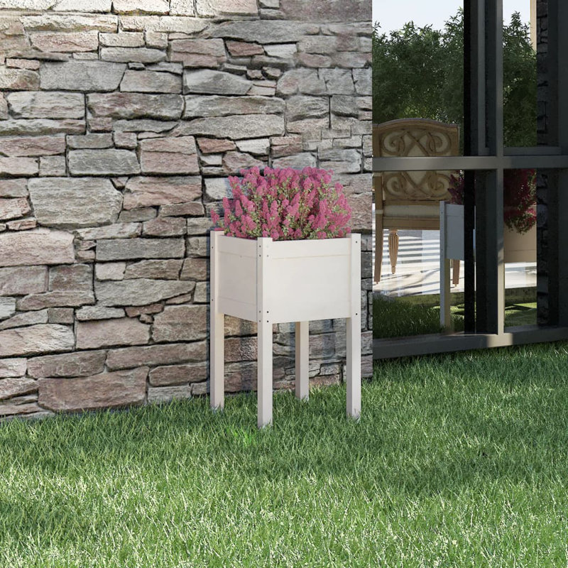 Boîte à fleurs en bois pour l'extérieur, Blanc, H 27,6 po x l 15,7 po x P 15,7 po