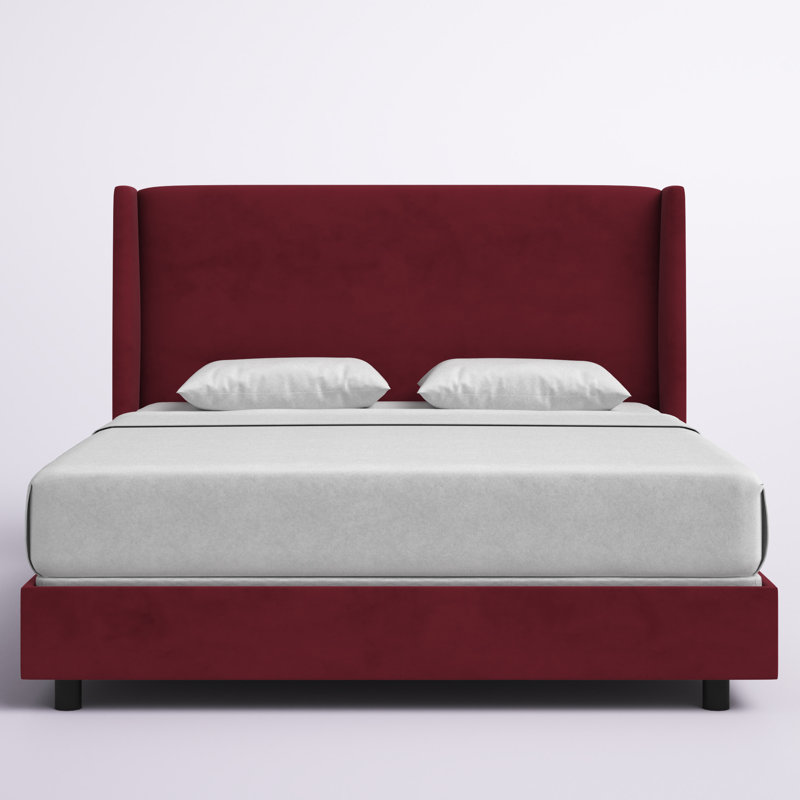 Dinapoli Upholstered Wingback Bed, California King, Classic Berry Velvet