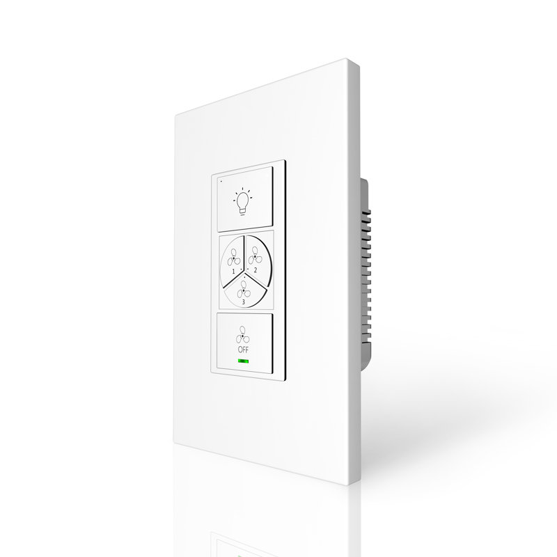 White Smart Wi-Fi Ceiling Fan Control Switch with Light