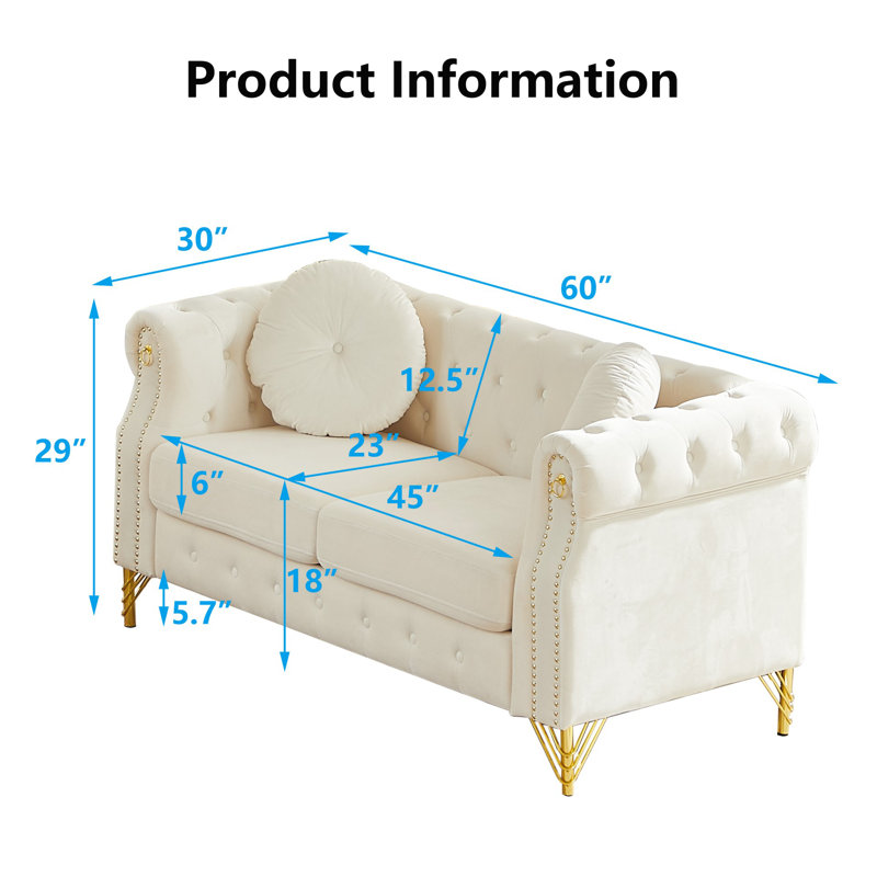 Canapé Chesterfield Velvet, Beige