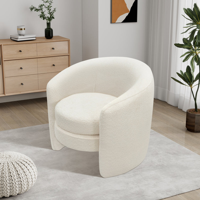 Fauteuil demi-tonneau rembourré 31,48 po, Polyester ivoire