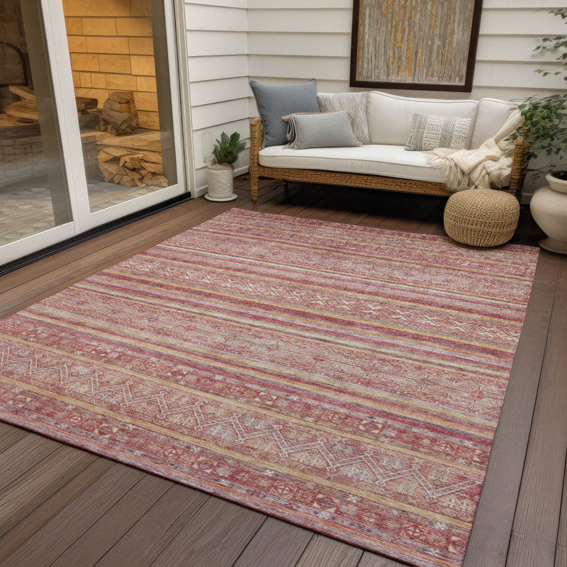 Tapis paprika intérieur / extérieur lavable à la machine Claudian ACN1653, Rectangle 9 pi x 12 pi