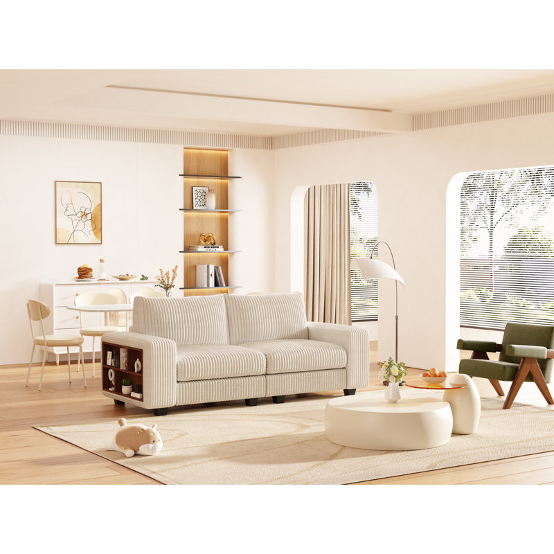 Godfrey Modular Combination Double Sofa,Cream Style, Beige