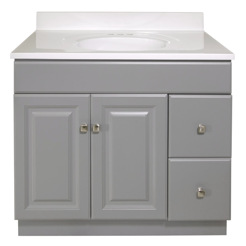 Wyndham 37-Inch Espresso Wood Vanity with White Marble Sink Top
