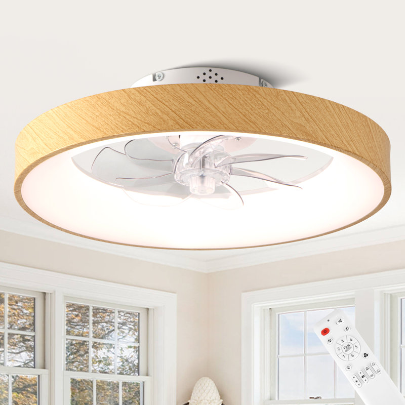 Ventilateur de plafond moderne encastré de 51 cm (20 po) avec éclairage DEL RVB à intensité variable et télécommande, moteur CC réversible à 6 vitesses pour chambre à coucher