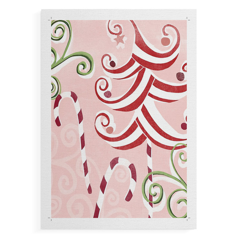 Candy Cane Holiday II - Impression sur toile seulement - NON-CADRE, H 12 po x l 8 po
