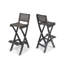 Tabourets de bar pliants d'extérieur 41,75 po en bois d'acacia avec dossier et siège en rotin PE, finition gris foncé (ensemble de 2)