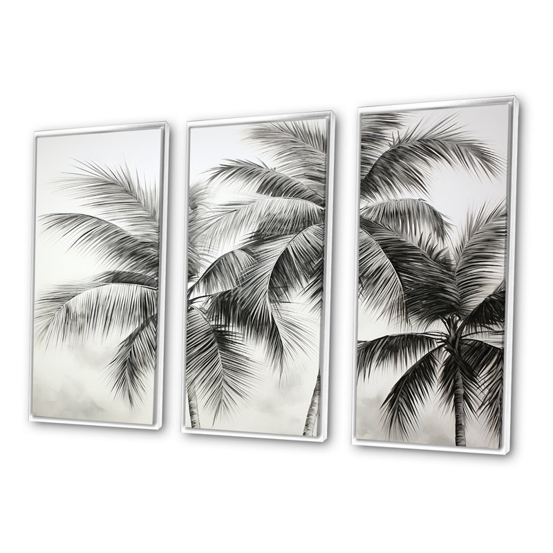 Palmier, désert, oasis II - ensemble de palmiers et palmiers, Cadre flottant blanc, H 32 po x l 48 po x P 1 po