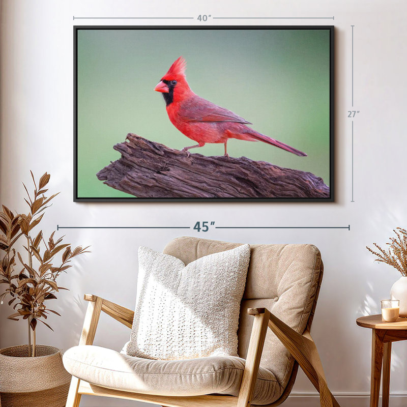 "Cardinal sur bois, art mural", H 27 po x l 40 po