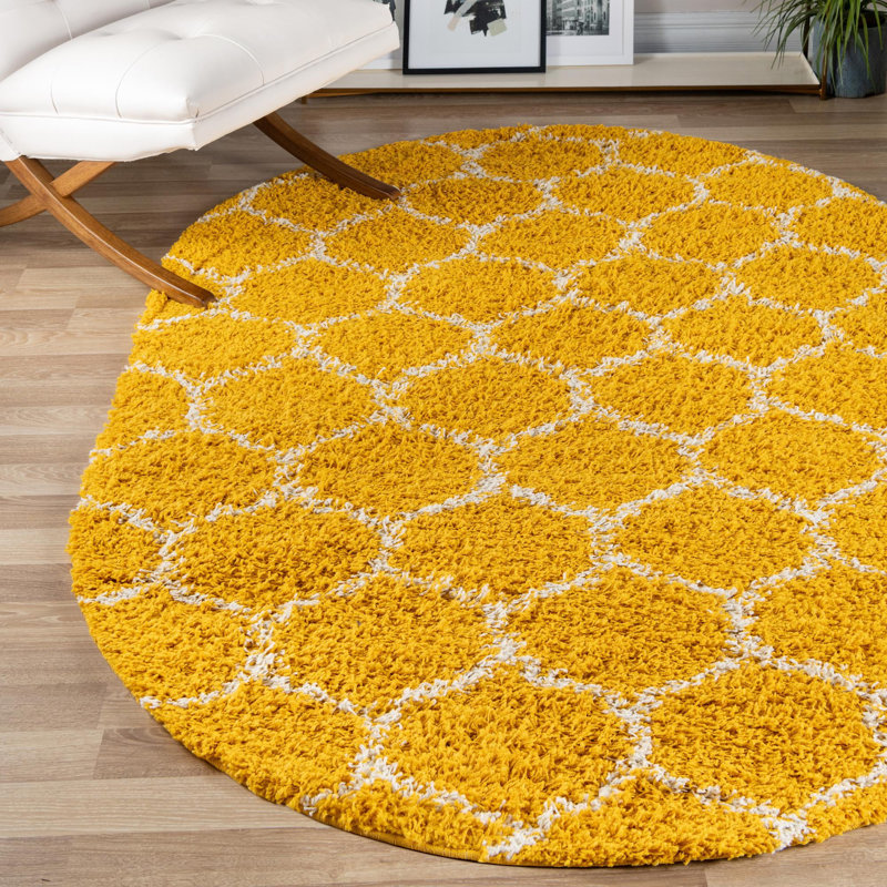 Tapis contemporain Deone couleur soleil, Ovale 5 pi 3 po x 8 pi