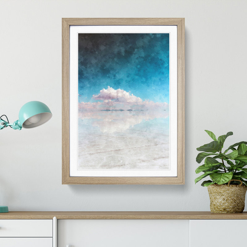 Salar de Uyuni Salt Flat in Bolivia Abstract - Picture Frame Graphic Art Print, 33cm H x 24cm W x 2cm D, Oak Framed
