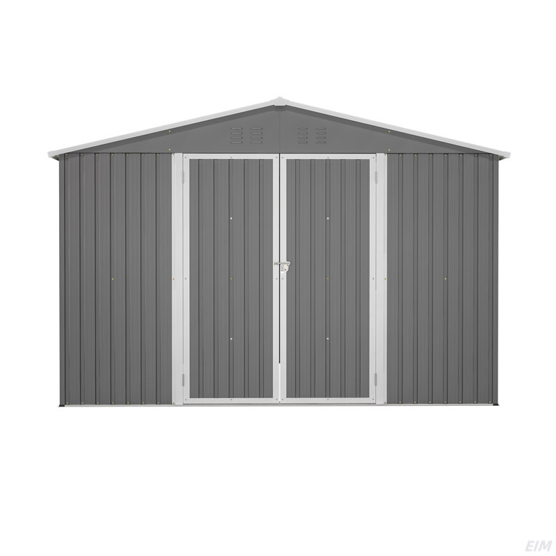 Remise de rangement extérieure, rangement pour outils en métal avec portes verrouillables et structure à cadre actualisé, grande remise de jardin en métal pour la cour arrière, pelouse de patio