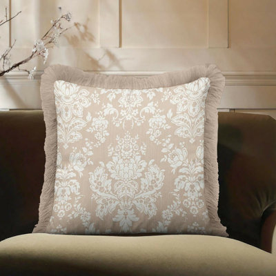 Ensemble de housse de coussin crème frangée à motif floral baroque | Coussin Luxury