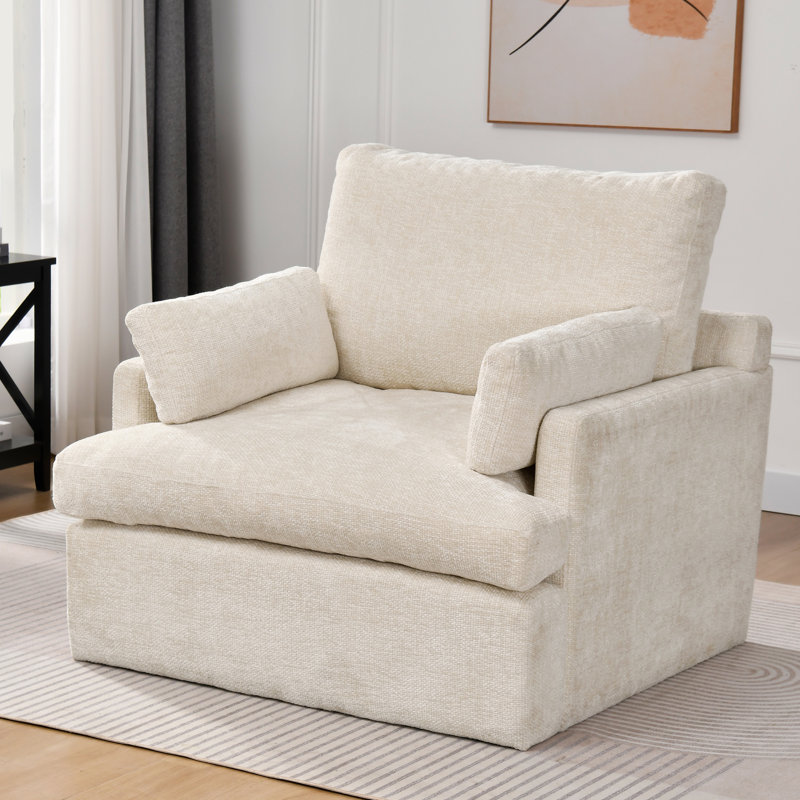 Izquierdo 41.5" Wide Modern Casual Heathered Chenille Deep Seat Depth Single Sofa, Beige
