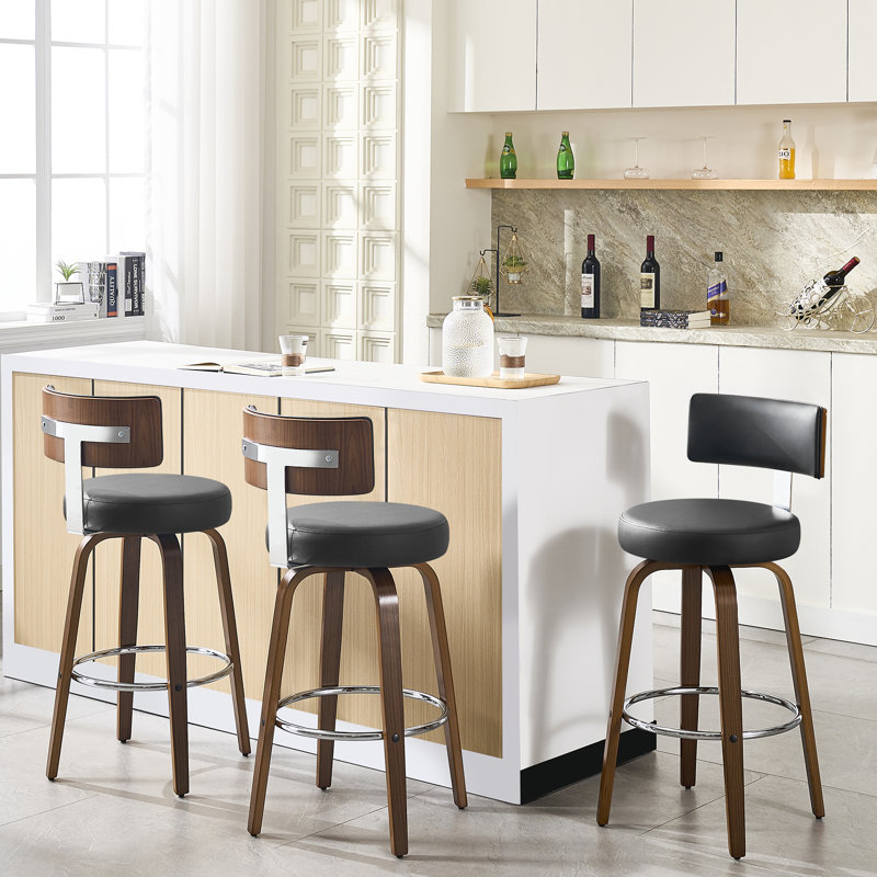 Swivel Upholstered Counter & Bar Stool, Black, Bar Stool (29" Seat Height)