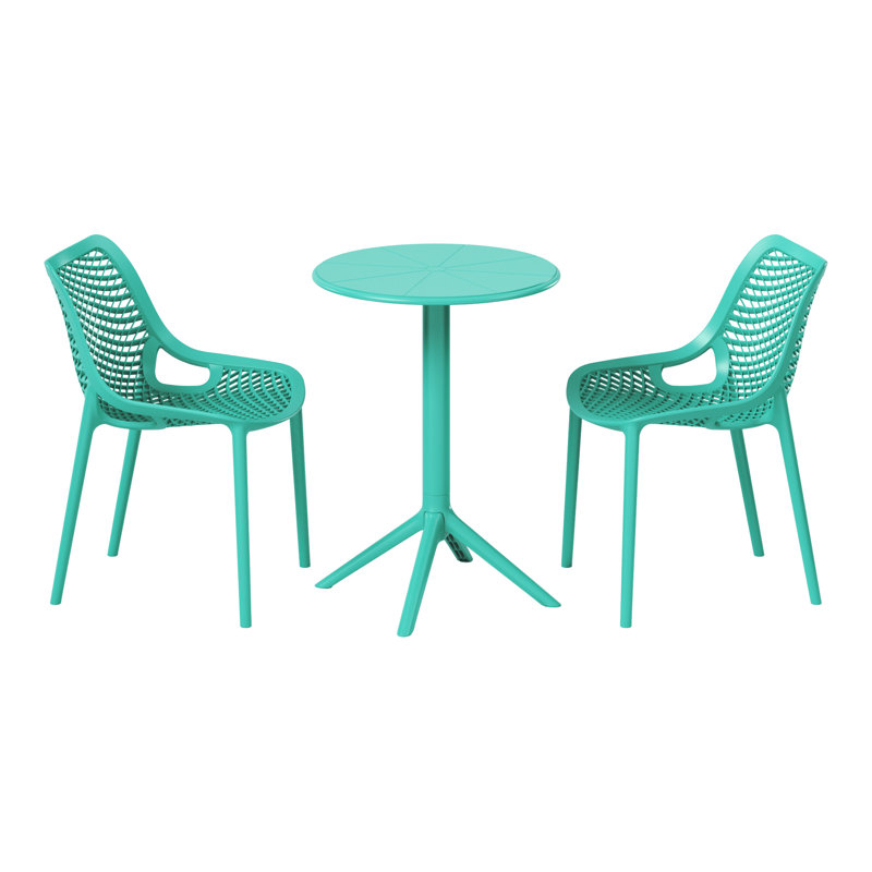 2-Person Outdoor Round Dining Set, Teal