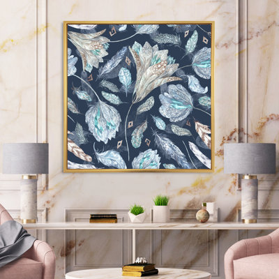 Motif botanique bleu marine - peinture sur toile