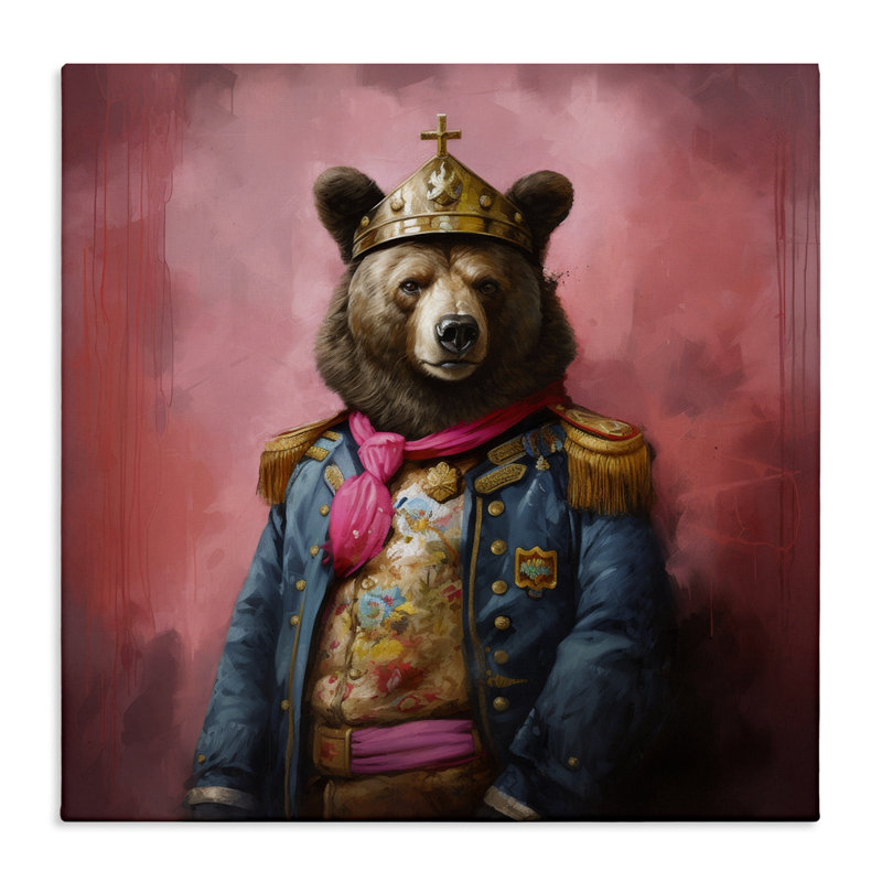 Art mural sur toile, "Regal Bear" par Lazar Studio, H 36 po x l 36 po