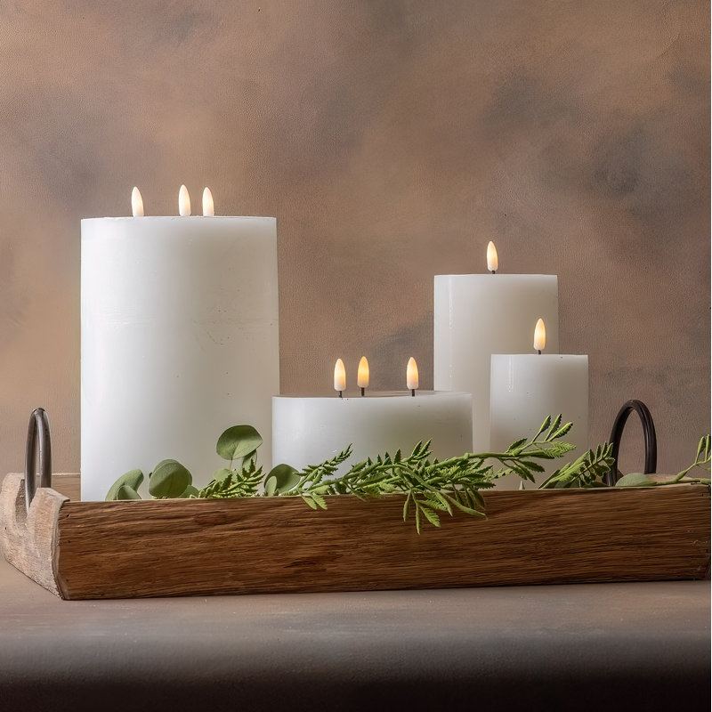 Petite bougie sans flamme 3 mèches, Blanc