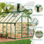 Serre de jardin en polycarbonate 8 po x 12 pi avec évent de toit, porte à poussoir verrouillable et clous de sol pour le jardin ou la cour