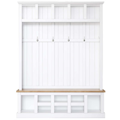 Farmhouse Wooden Style 78''H Hall Tree With Wide Storage Seating Bench