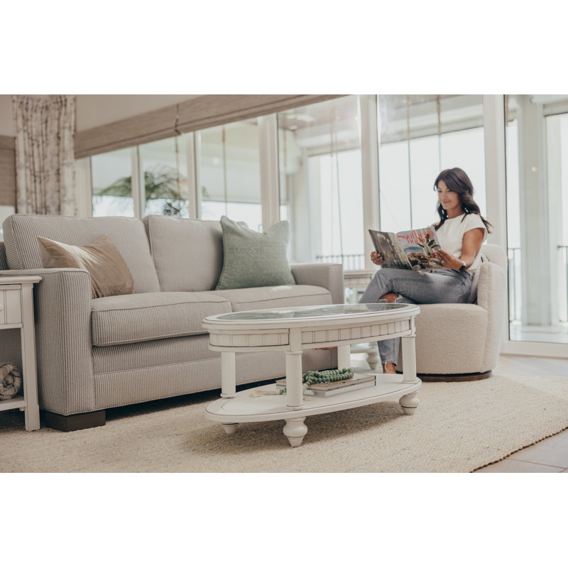 Monaco - Oval Coffee Table - Tray Insert - Blanc Finish