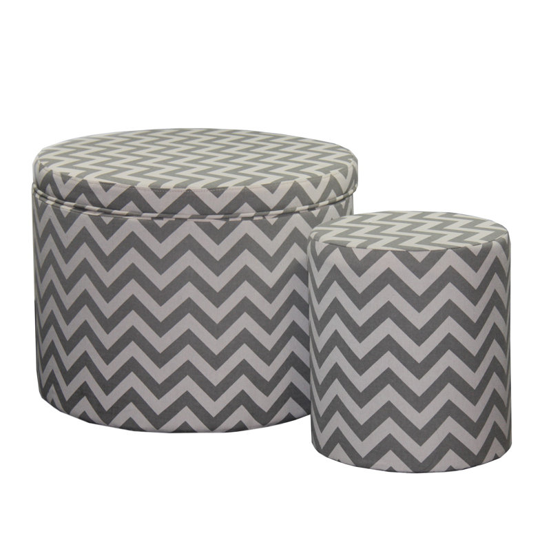 Upholstered Ottoman, Gray Polyester