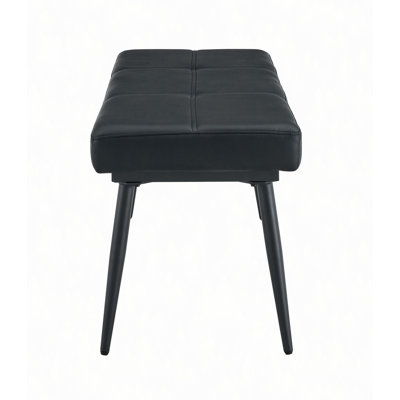 Dining Bench for 2-3, Upholstered Bench with Premium Leather, High-Resilience Sponge Cushion, Metal Beam Reinforced in Cushion Center, 4 Metal Legs with Spray Coating