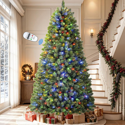 Arbre de Noël artificiel 9 pi avec 2316 branches, 560 lumières DEL bicolores, télécommande et minuterie