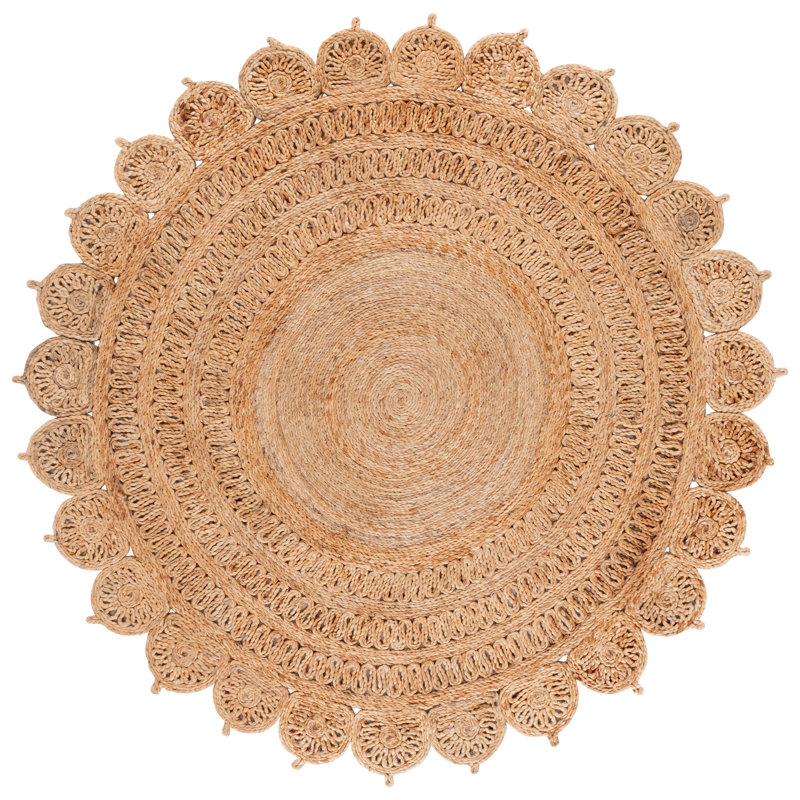 Natural Fiber 603 Hand Woven Jute Geometric Rug, Round 6'